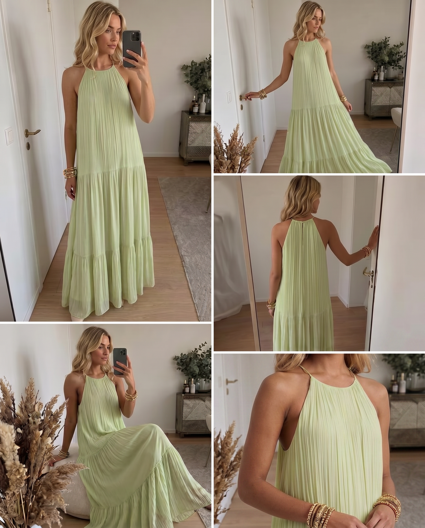 Frazier - Sleeveless Pleated Tiered Maxi Dress