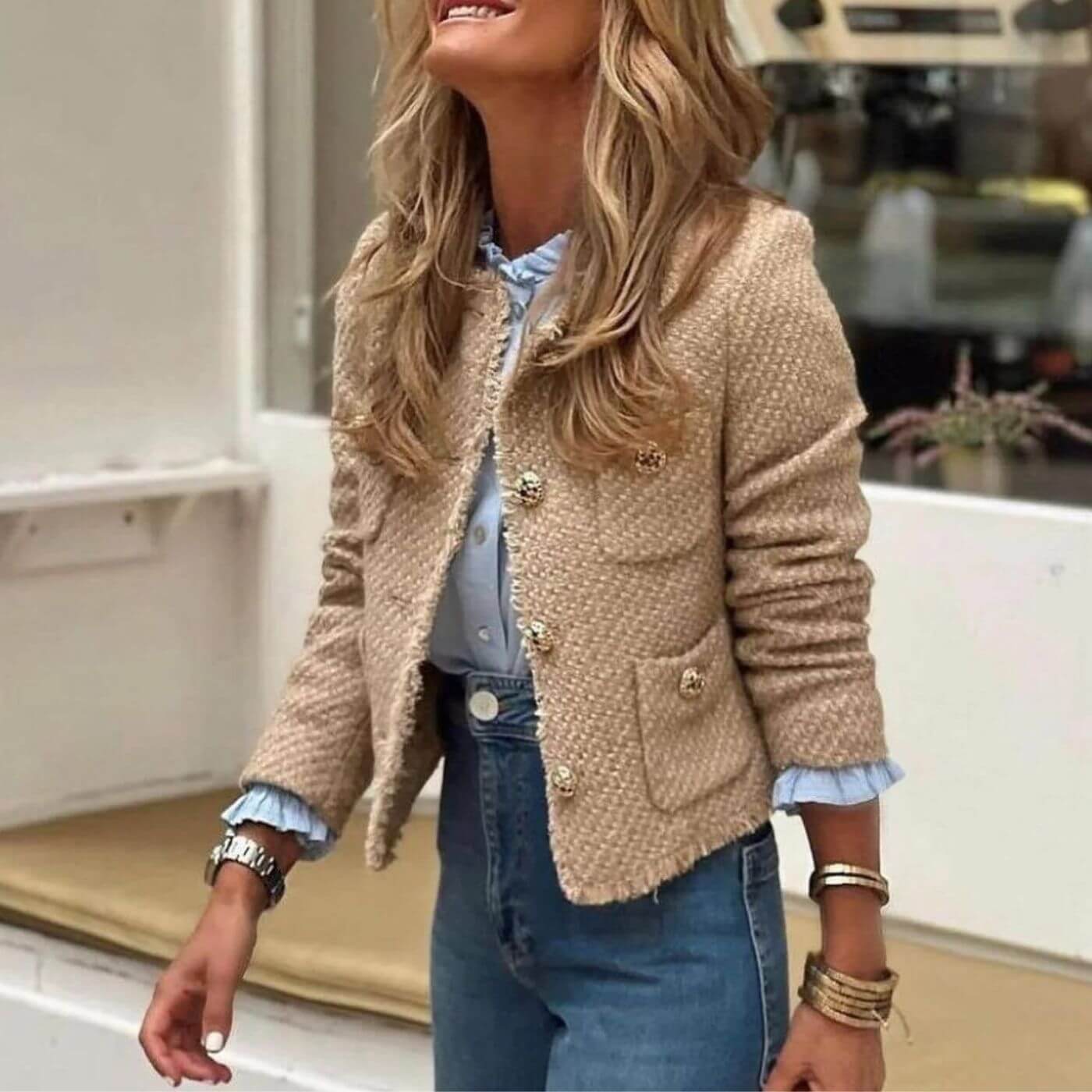 Graciana | Textured Button Front Jacket