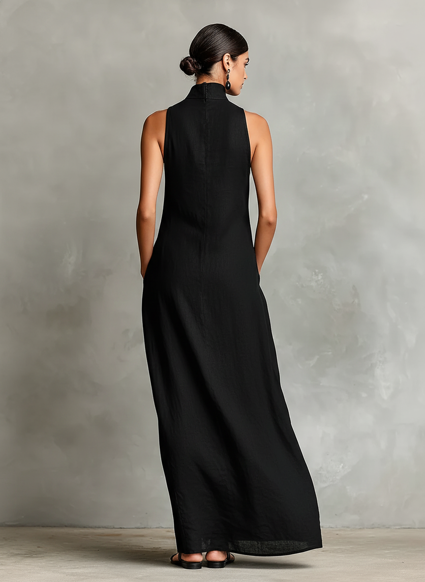 Imeria | Maxi Dress Sleeveless High Neck Pockets