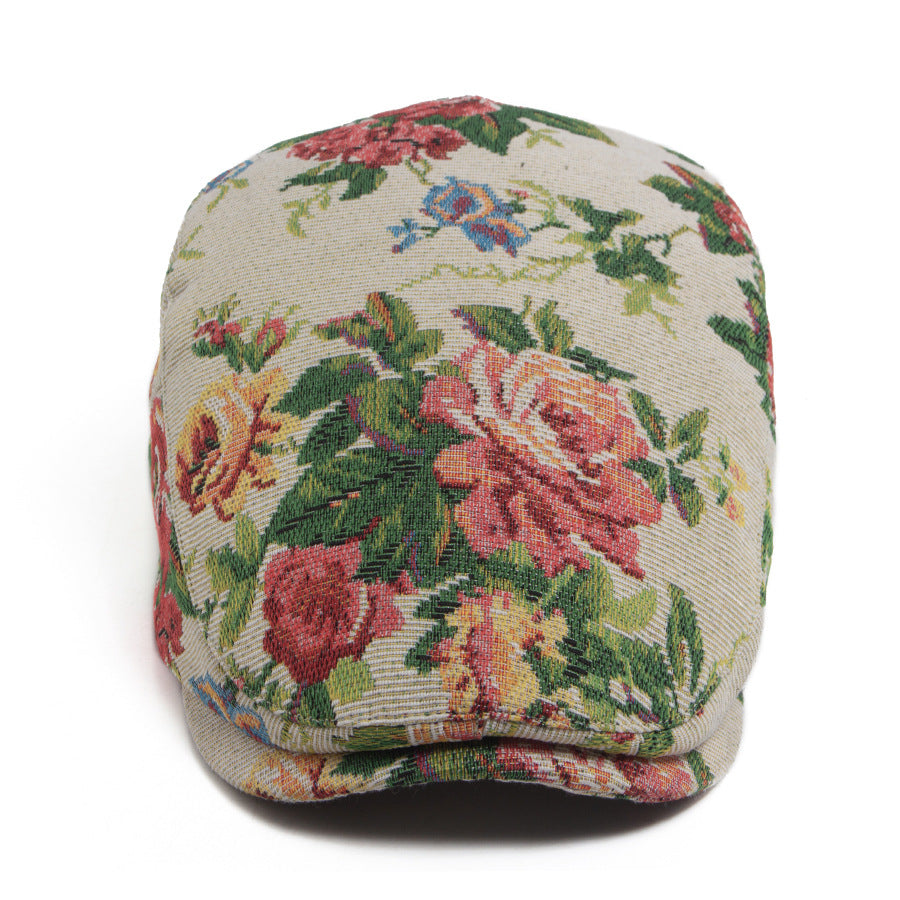 Sekou | Floral Woven Pattern Flat Cap