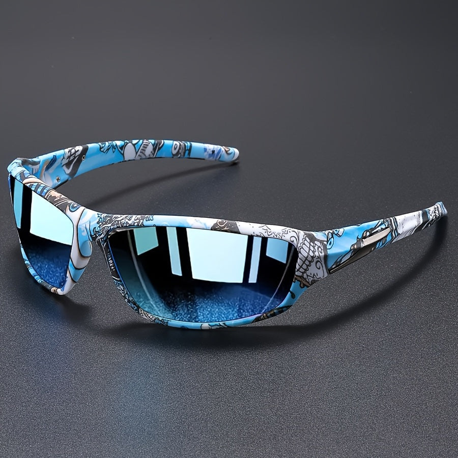 Nexoray | Sports Sunglasses with Mirrored Patterned Frame