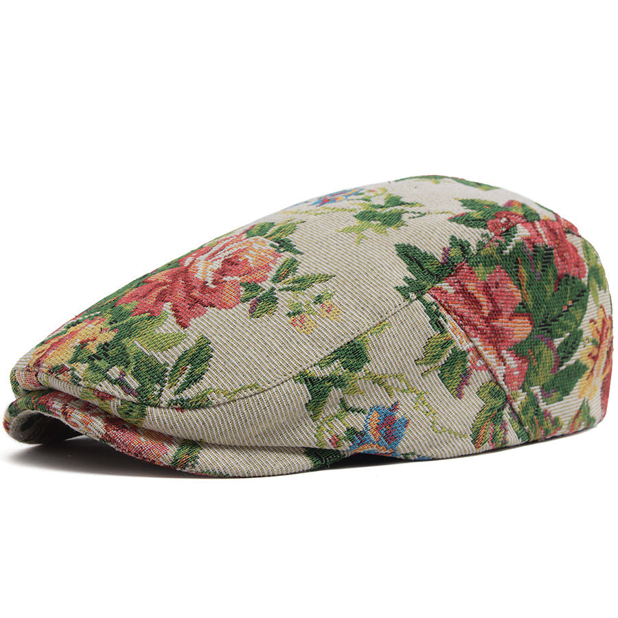 Sekou | Floral Woven Pattern Flat Cap