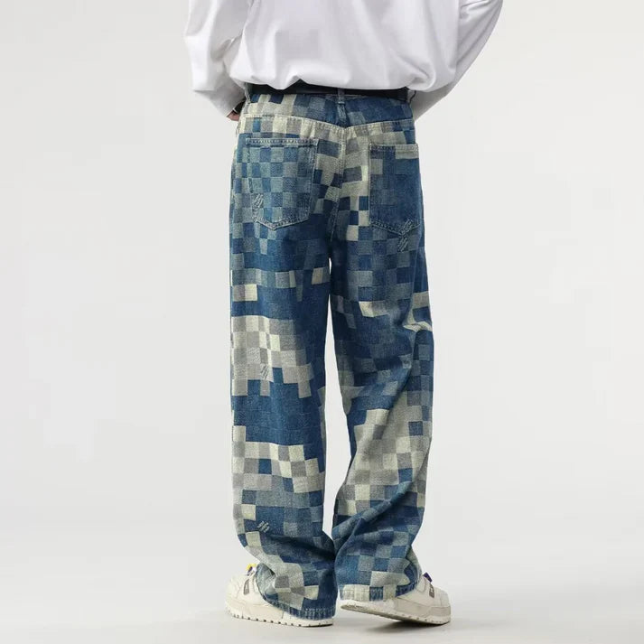 Luc - Wide Leg Mosaic Denim Jeans