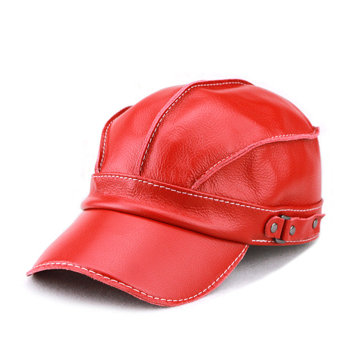 Zhak | Faux Leather Contrast Stitch Cap