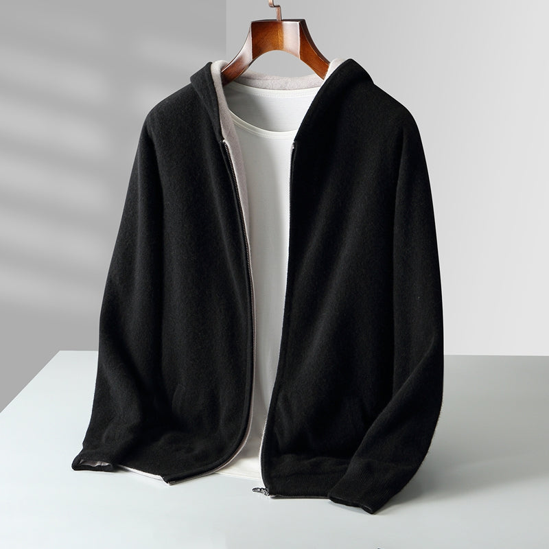 Ayalon | Reversible Hooded Full-Zip Knit Cardigan