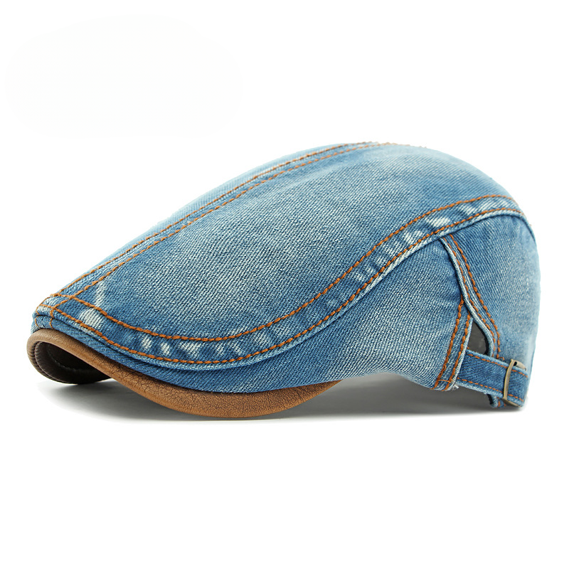 DenvaroCrest | Denim Flat Cap With Contrast Stitching