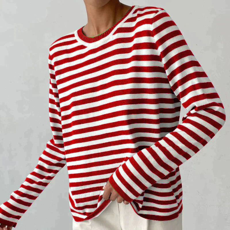 Danonula | Long Sleeve Striped Sweater with Relaxed Fit