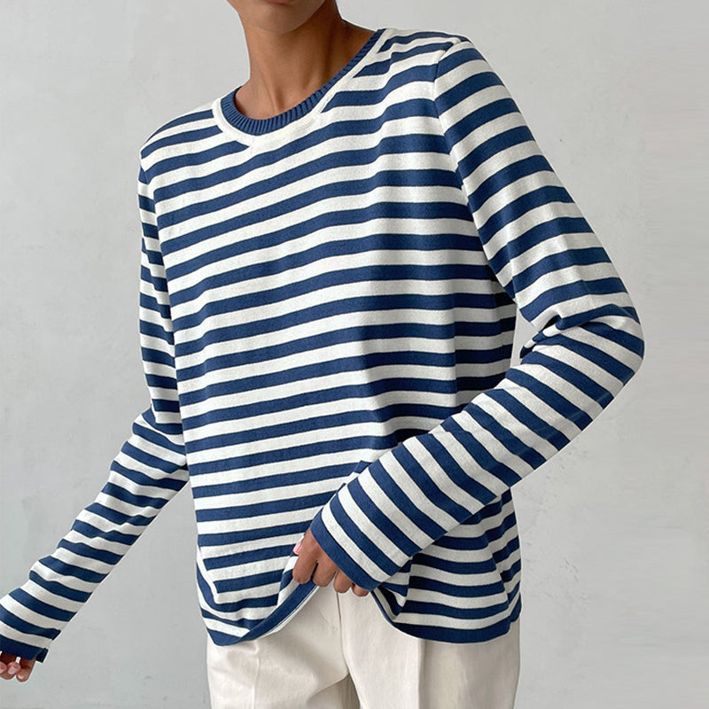 Danonula | Long Sleeve Striped Sweater with Relaxed Fit
