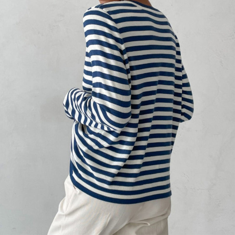 Danonula | Long Sleeve Striped Sweater with Relaxed Fit