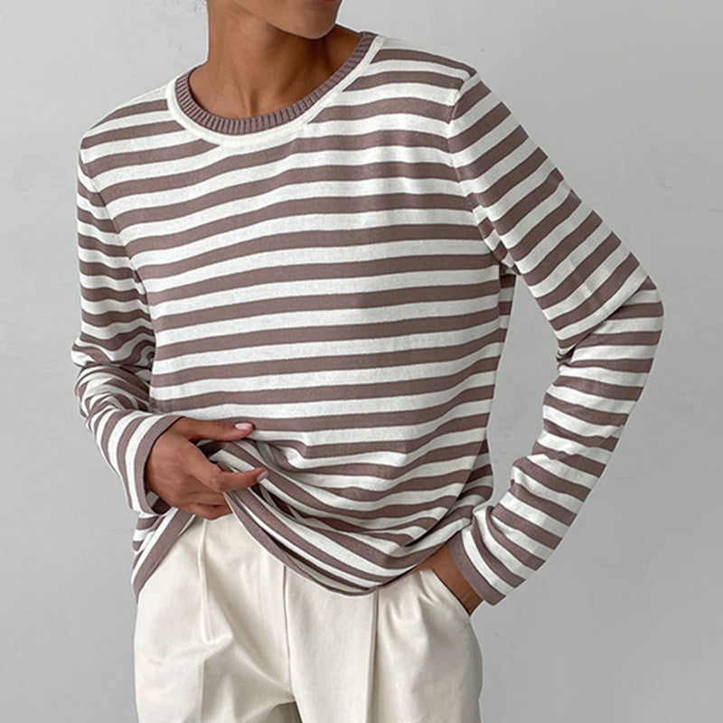 Danonula | Long Sleeve Striped Sweater with Relaxed Fit