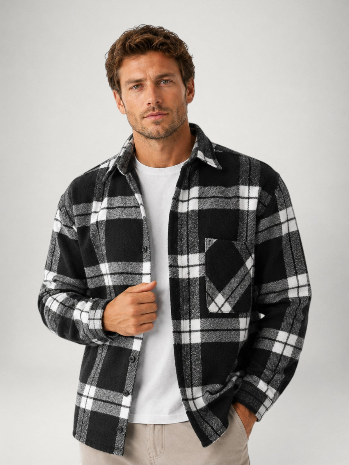 Cedric | Plaid Flannel Shirt with Long Sleeves