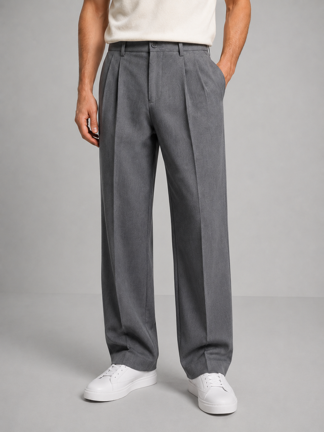 Jimmy | Trousers Beige Pleated Straight Leg