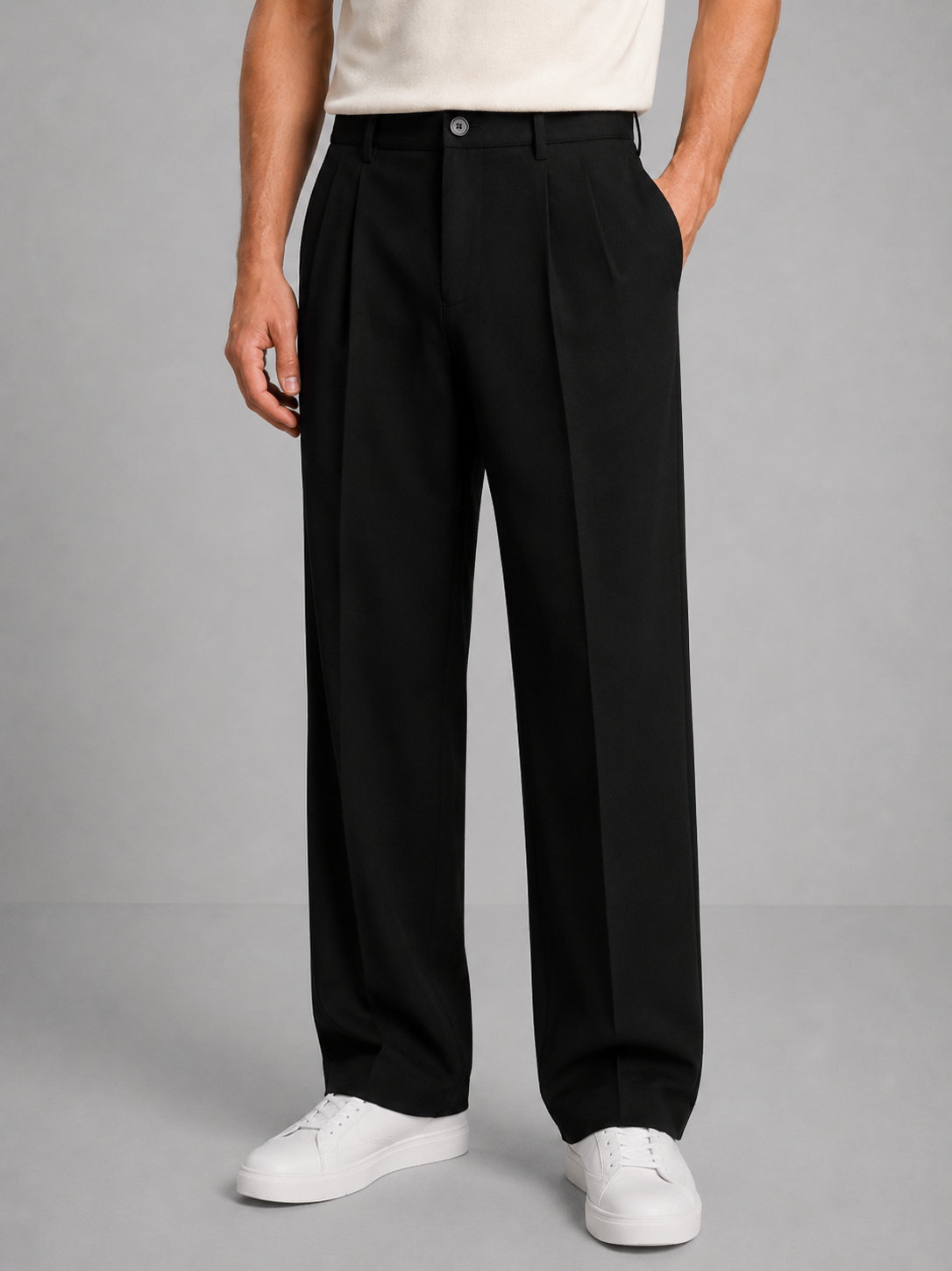 Jimmy | Trousers Beige Pleated Straight Leg