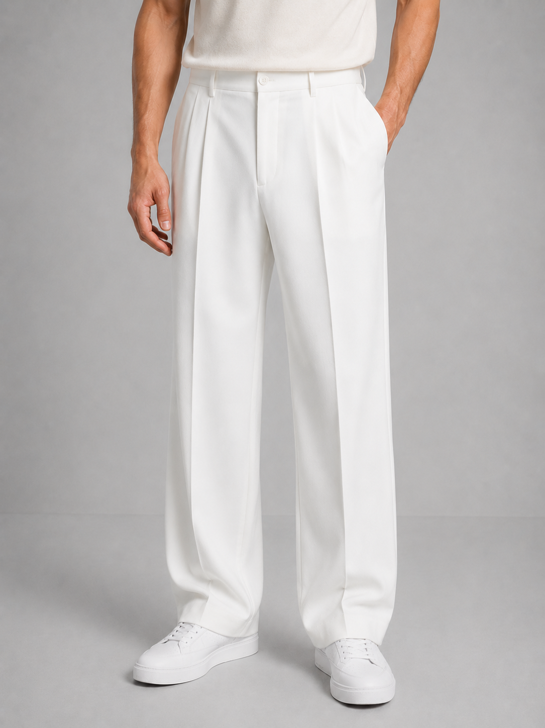 Jimmy | Trousers Beige Pleated Straight Leg