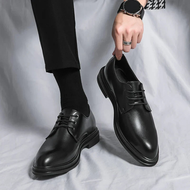 Kian | Black Lace Up Derby Dress Shoes