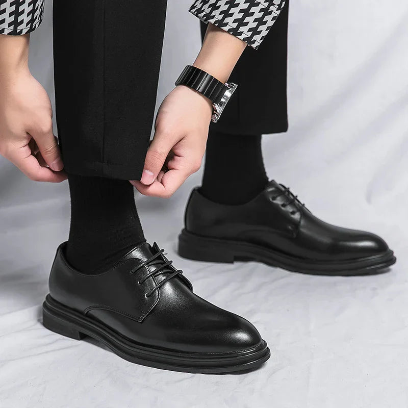Kian | Black Lace Up Derby Dress Shoes