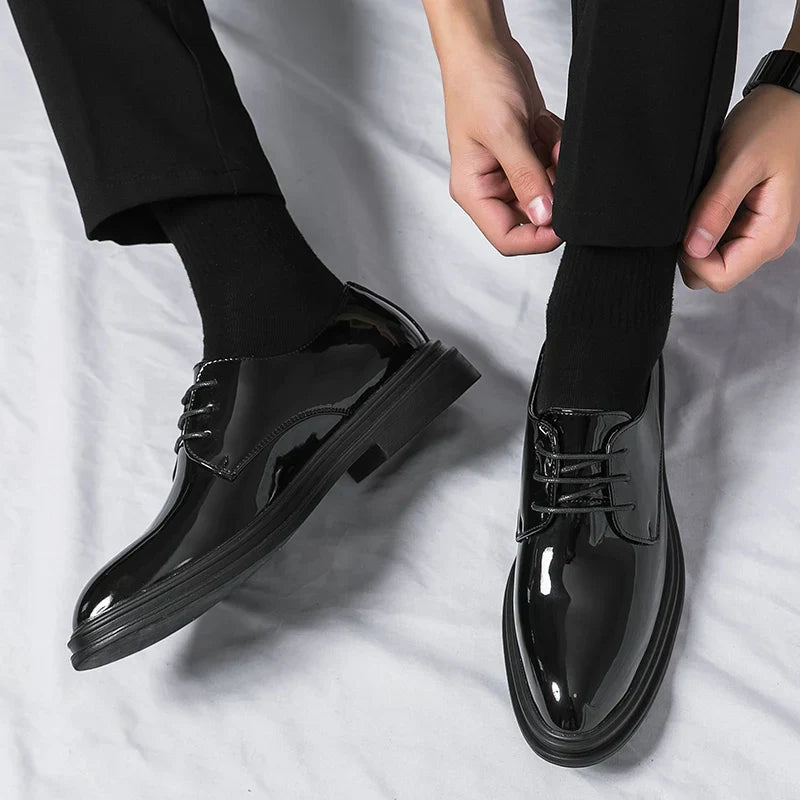 Kian | Black Lace Up Derby Dress Shoes