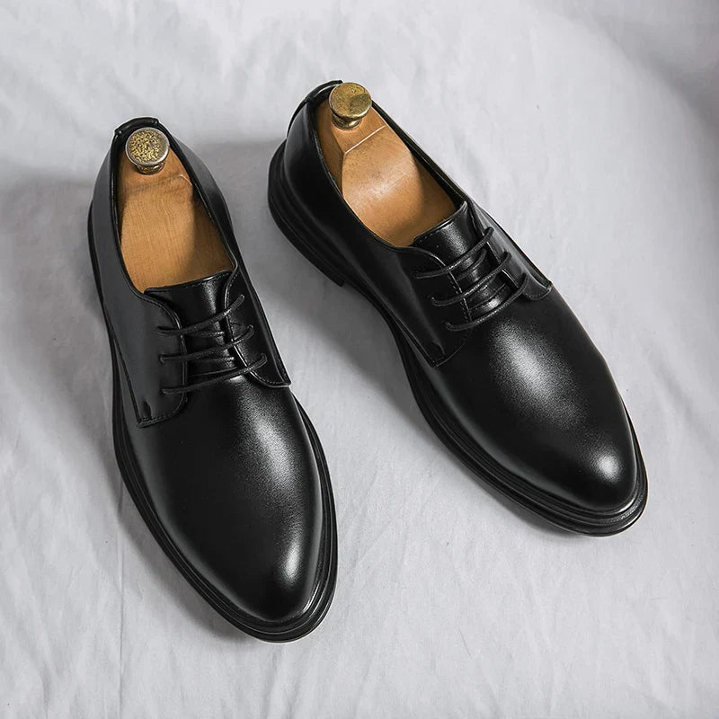 Kian | Black Lace Up Derby Dress Shoes