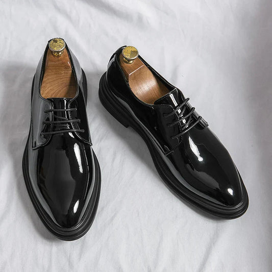 Kian | Black Lace Up Derby Dress Shoes