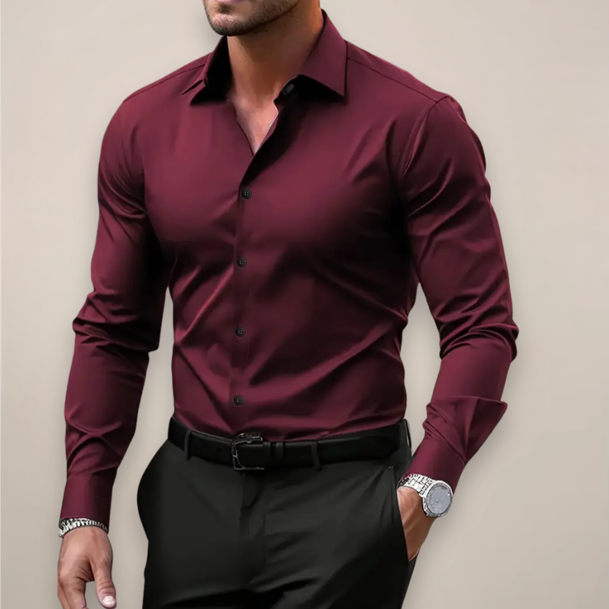 Brenno | Long Sleeve Button Front Collared Shirt