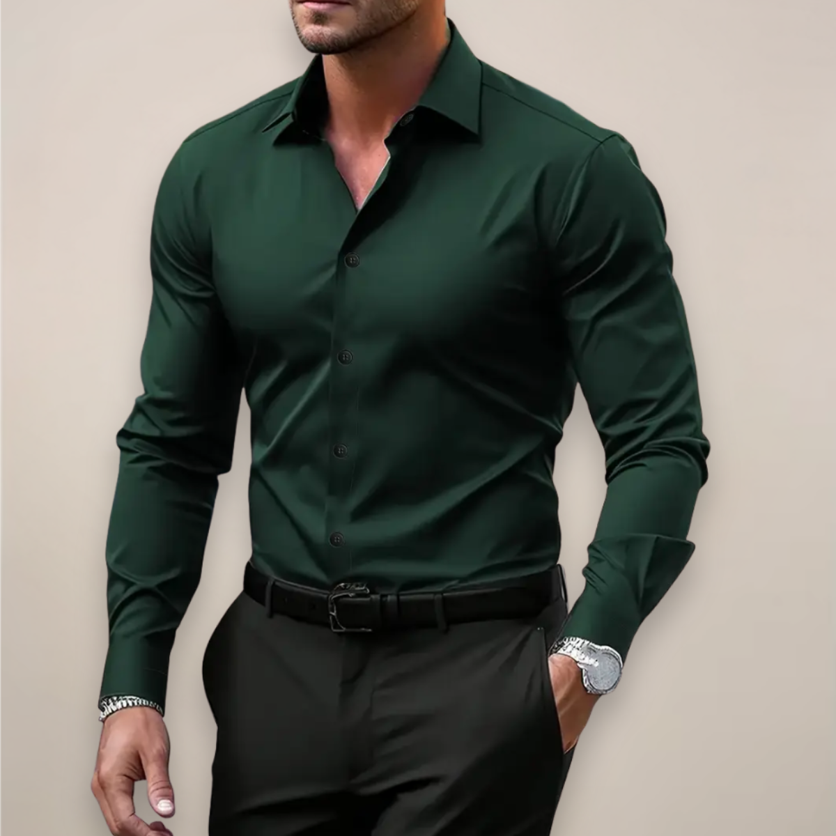 Brenno | Long Sleeve Button Front Collared Shirt