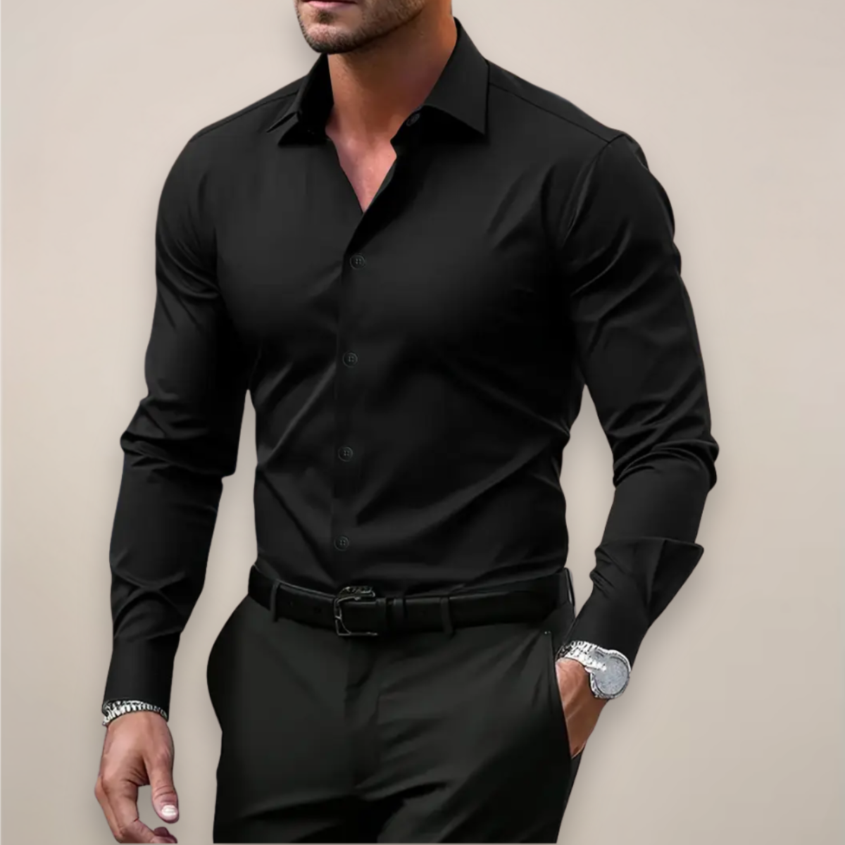 Brenno | Long Sleeve Button Front Collared Shirt