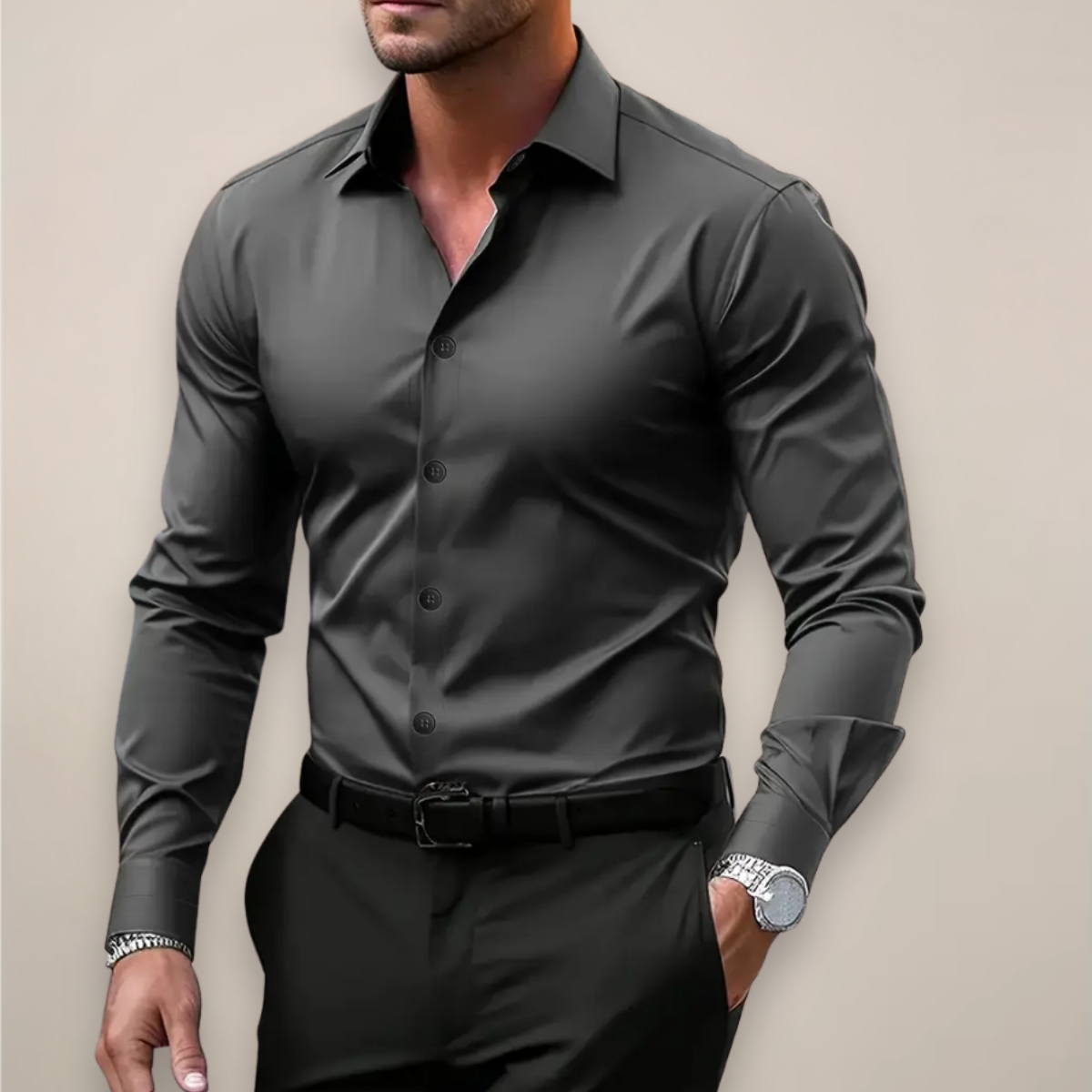Brenno | Long Sleeve Button Front Collared Shirt