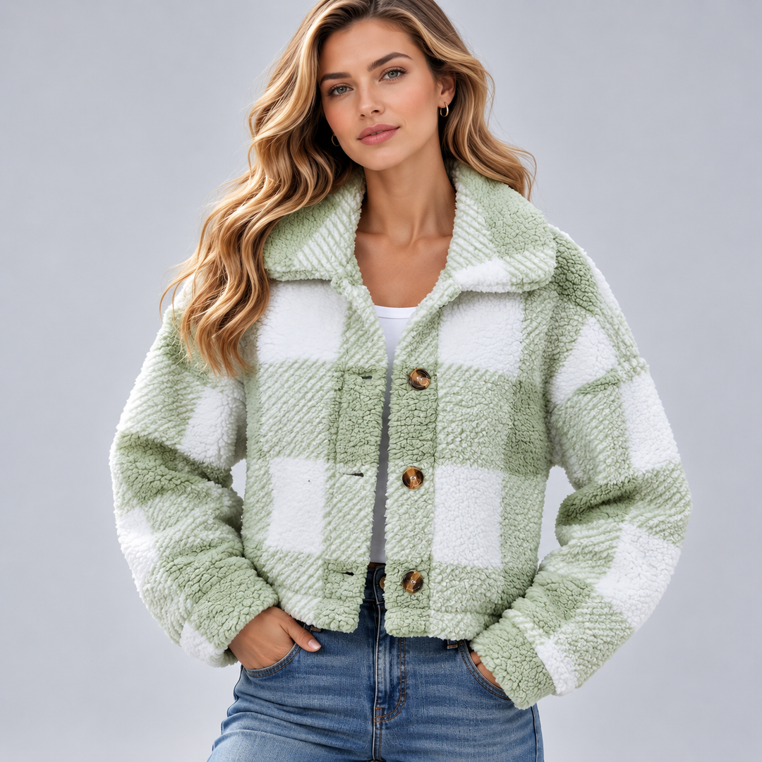 Gwyneth  | Jacket With Check Pattern and Wide Collar