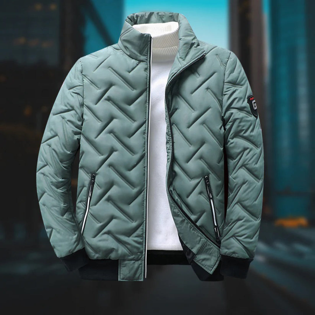 Roxanne | Jacket With Geometric Quilting and Stand Collar