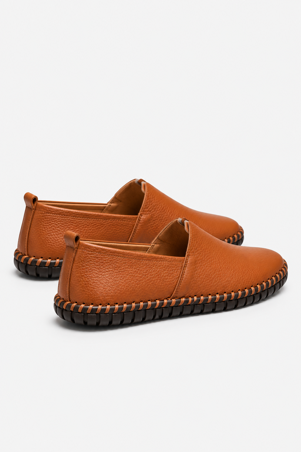 Darrell | Textured Slip-On Loafers With Contrast Stitching