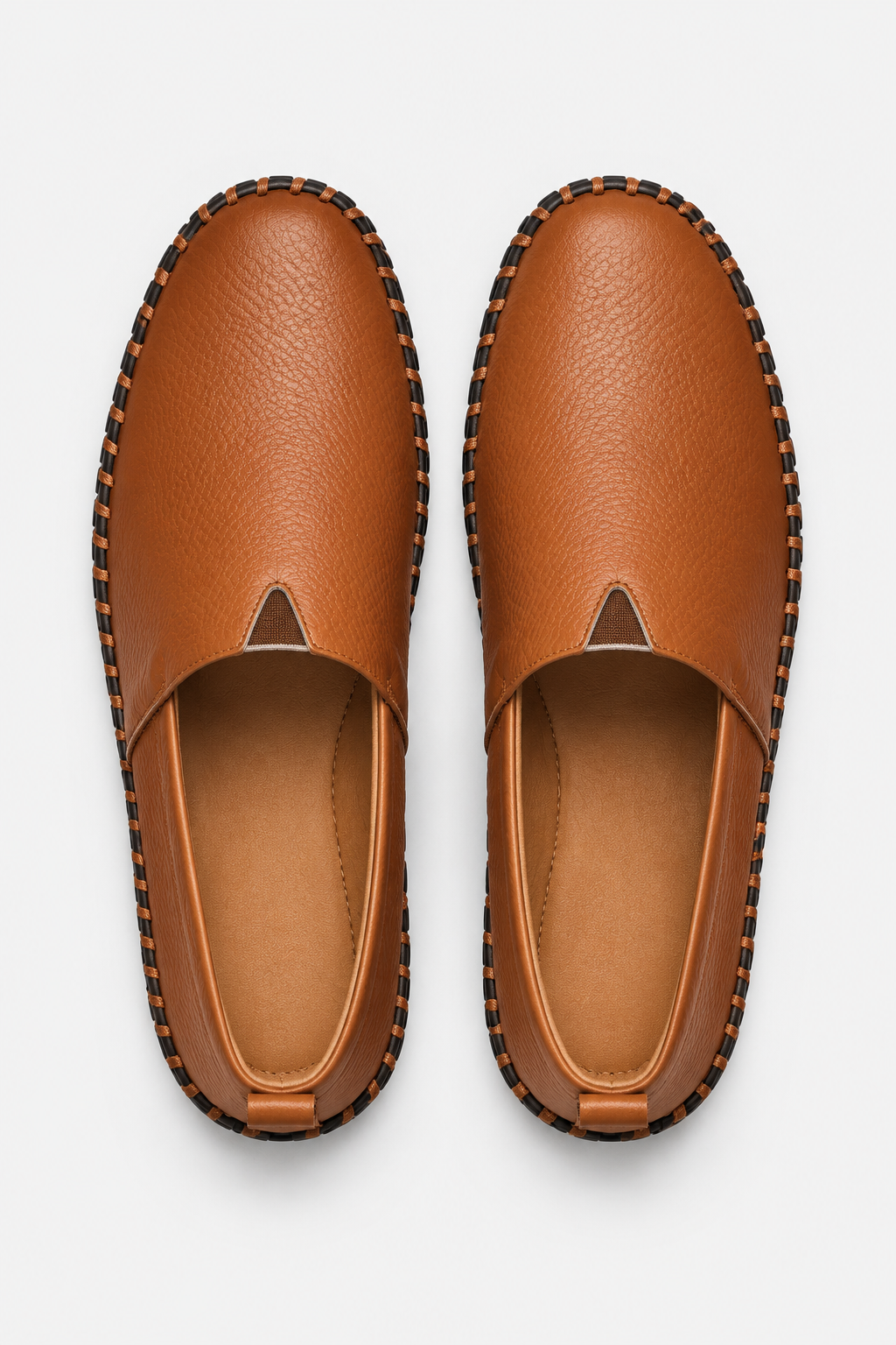 Darrell | Textured Slip-On Loafers With Contrast Stitching