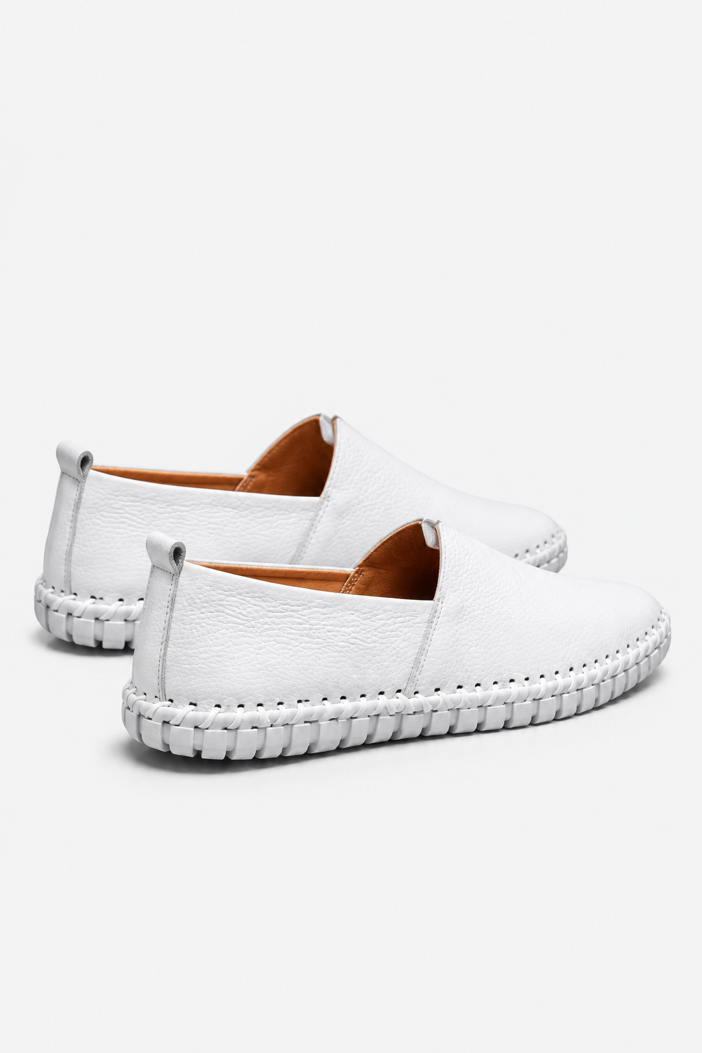 Darrell | Textured Slip-On Loafers With Contrast Stitching