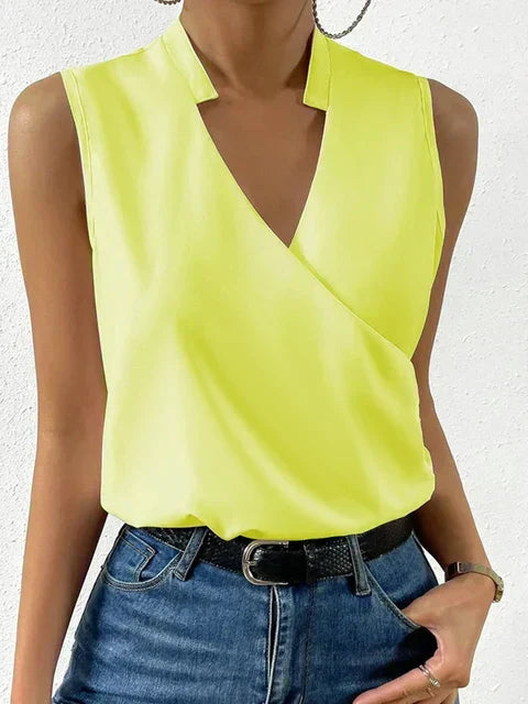 Quendresa | Sleeveless Wrap V Neck Blouse