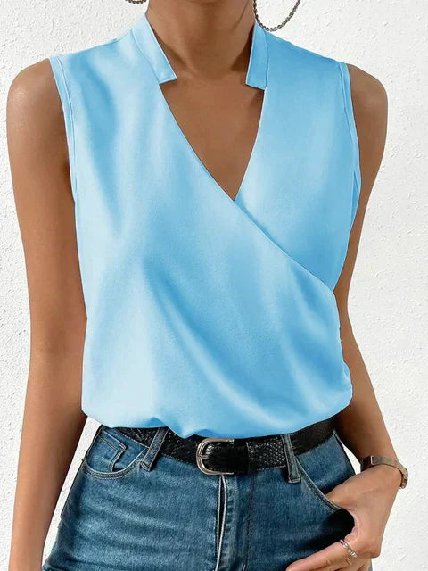 Quendresa | Sleeveless Wrap V Neck Blouse