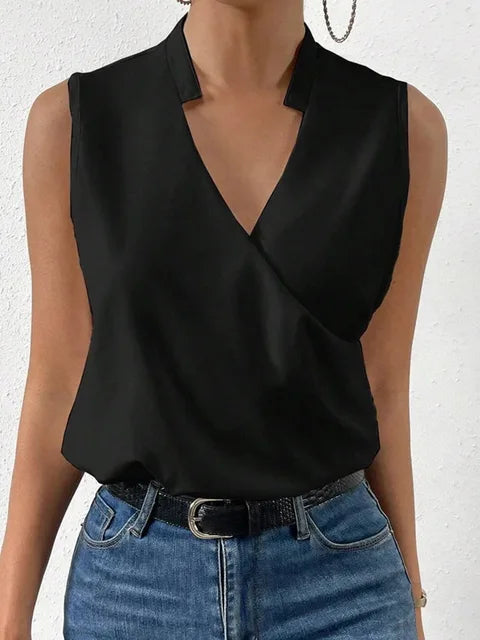 Quendresa | Sleeveless Wrap V Neck Blouse