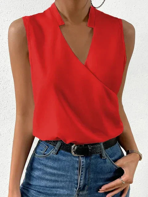Quendresa | Sleeveless Wrap V Neck Blouse