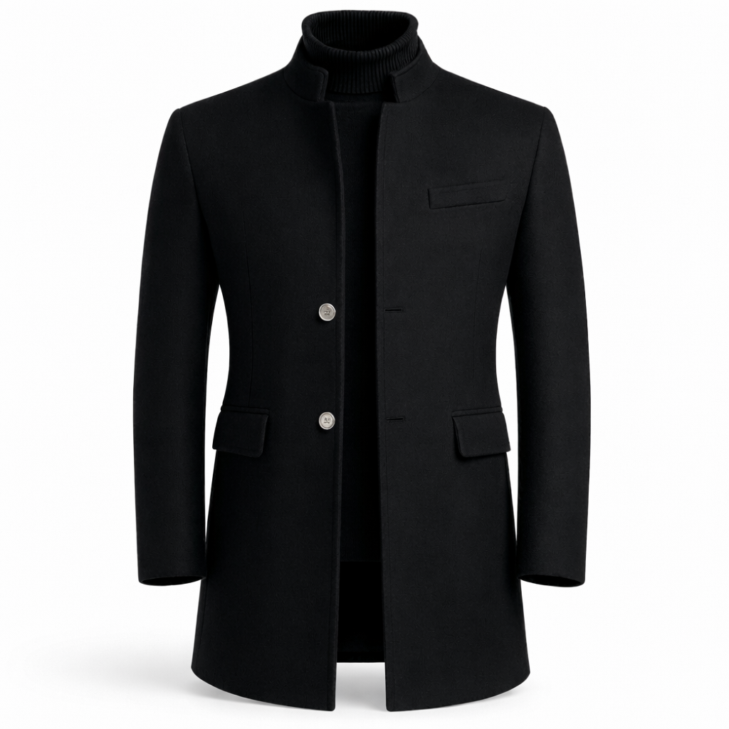 Wilburn | Coat with Stand Collar and Button Closure
