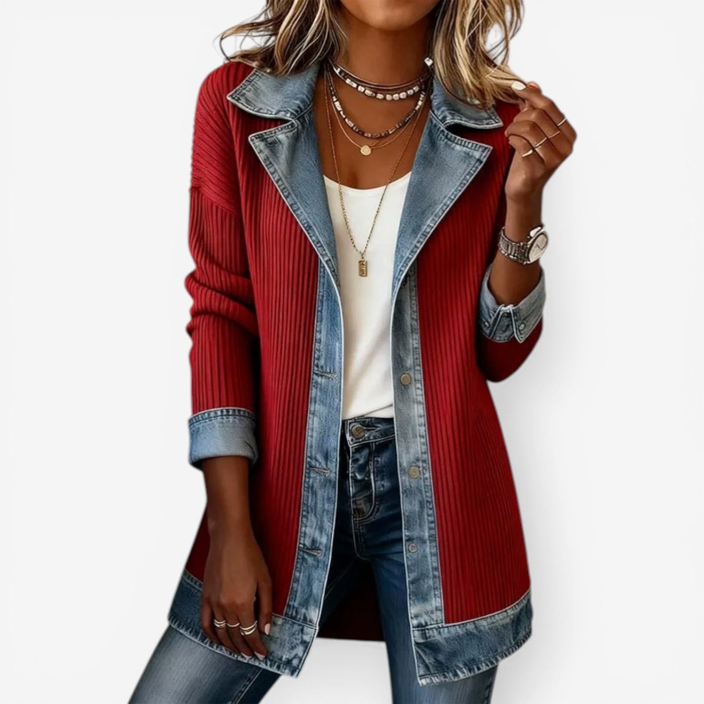Sunna | Denim Trim Longline Blazer