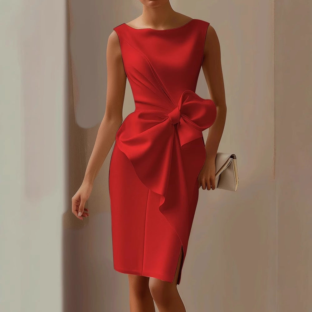 Quinn | Sleeveless Bow Detail Midi Dress