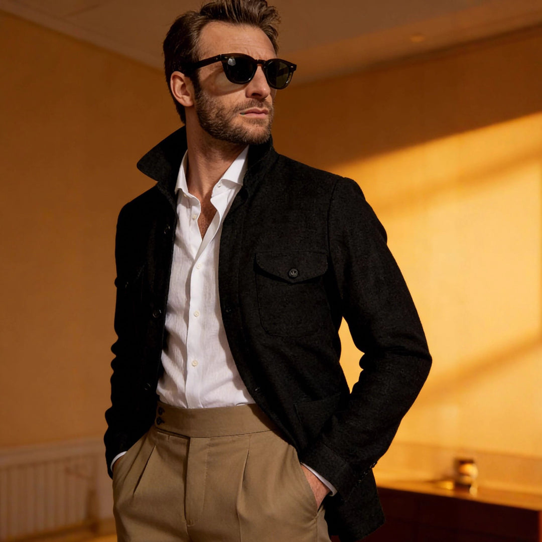 Jenkins | Jacket Black Button Front Chest Pockets