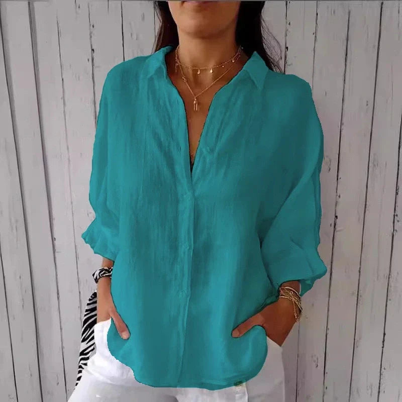 Aelita | Button Front Long Sleeve Relaxed Shirt