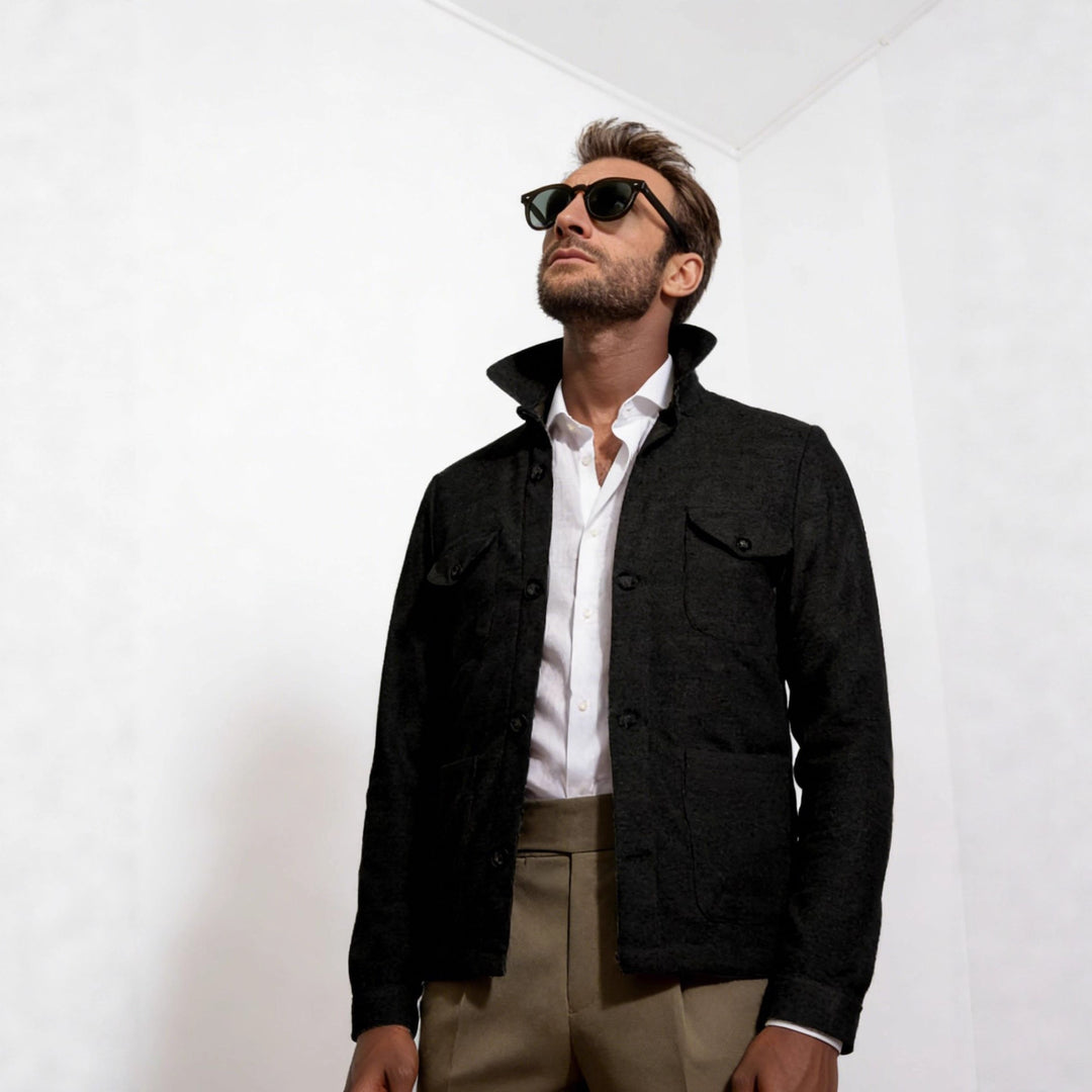 Jenkins | Jacket Black Button Front Chest Pockets