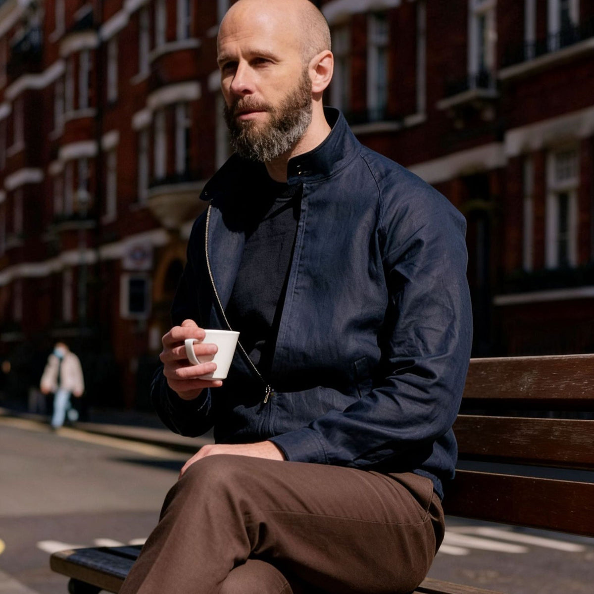 Elliott | Jacket Navy Stand Collar Zip Front