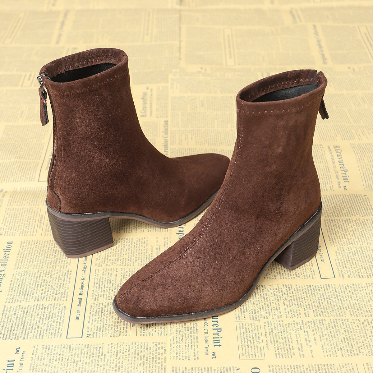 Sheley - Block Heel Suede Ankle Boots