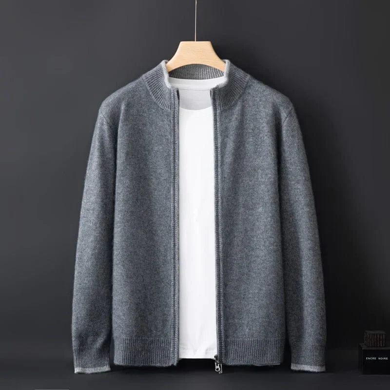 Corbin | Knit Zip Front Stand Collar Cardigan