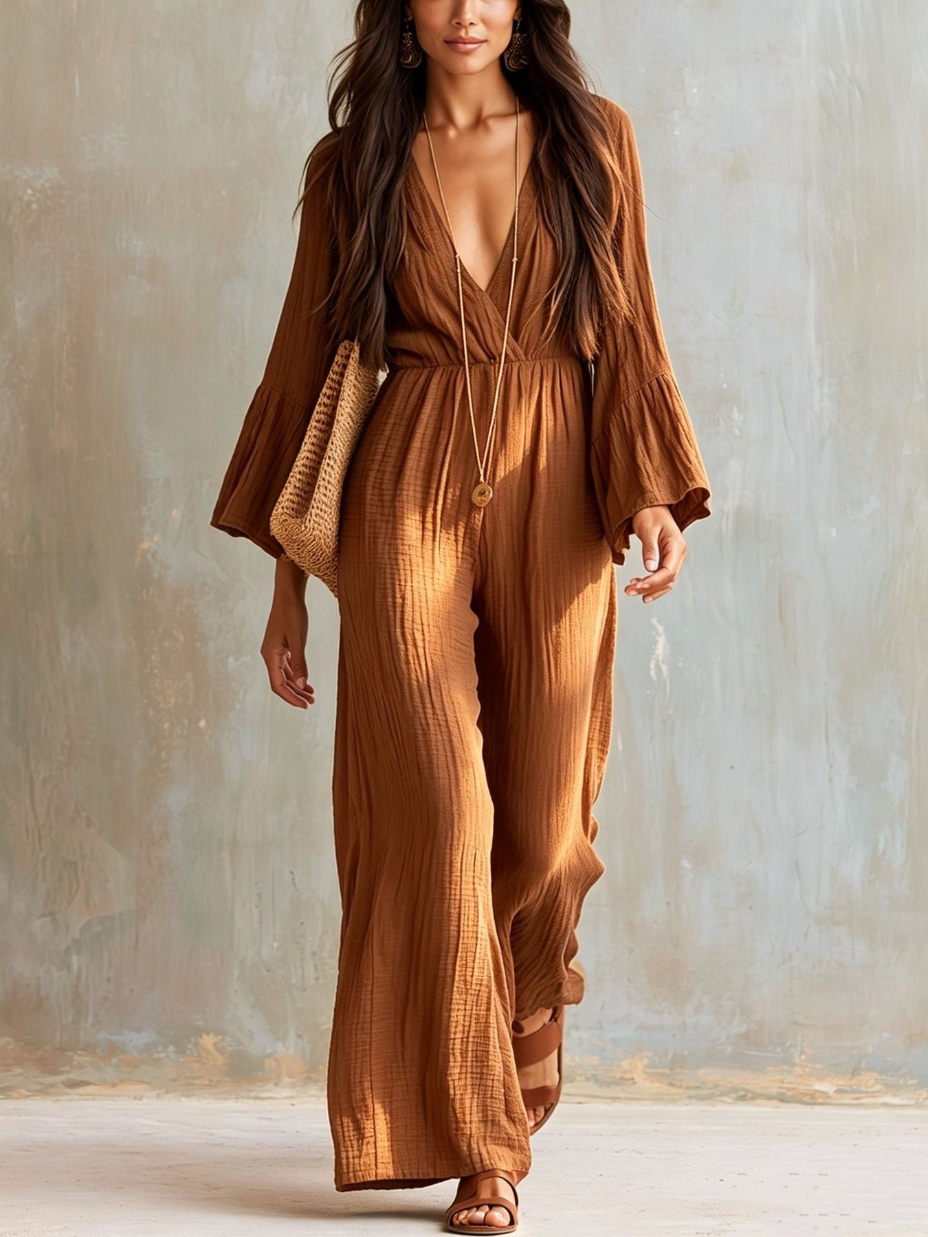 Magdlena | Jumpsuit Wrap V Neck Wide Leg