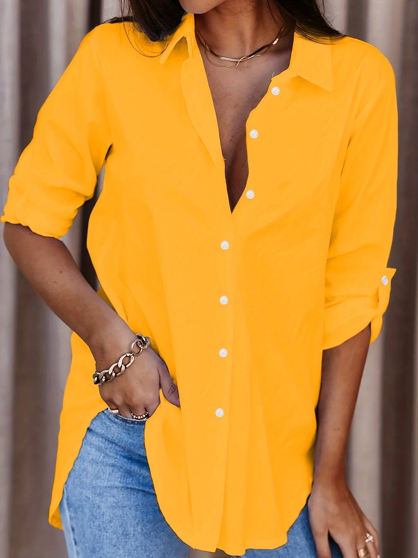 Arissa | Collared Roll-Tab Button Front Shirt