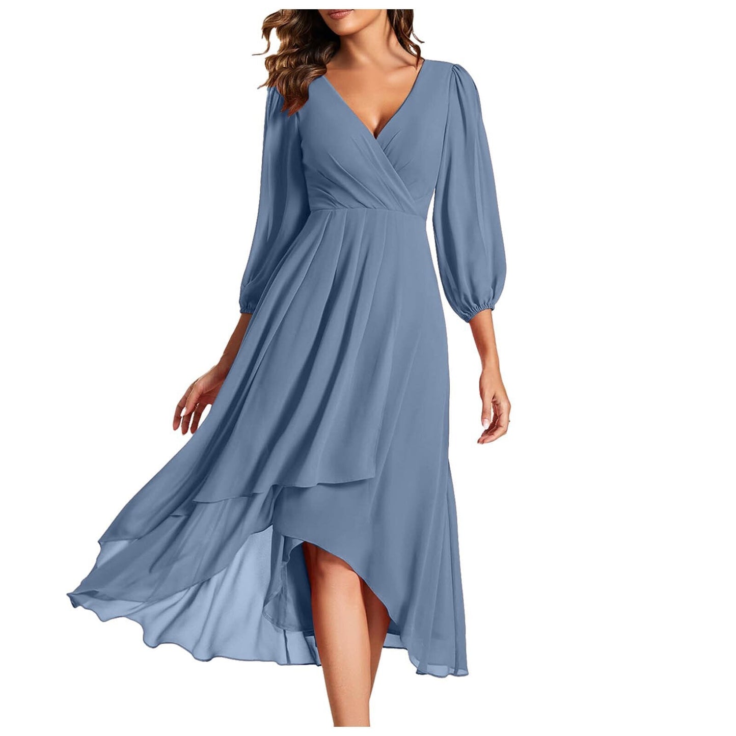 Laia | Dress With V Neck High Low Hem