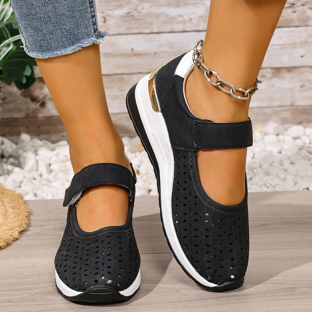 Jessica | Perforated Mary Jane Wedge Sneakers With Strap