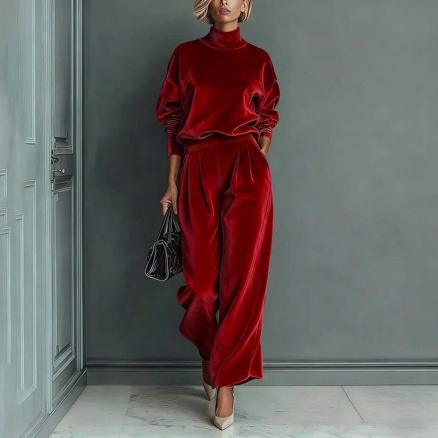 Lironah | Mock Neck Wide Leg Two Piece Set